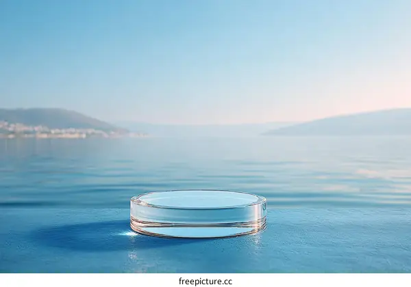 Abstract Glass Platform on Calm Water Scene