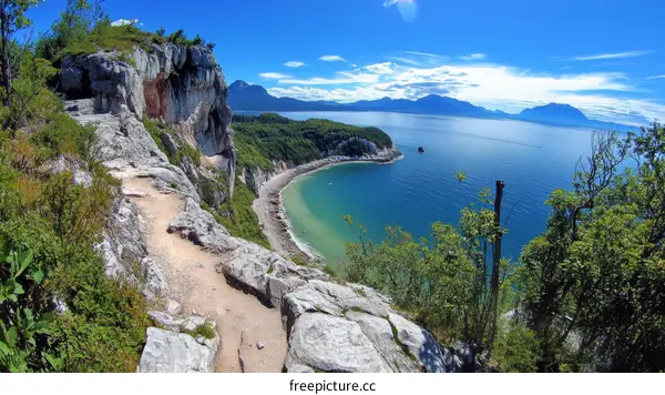 Coastal Cliffside View of Tranquil Bay