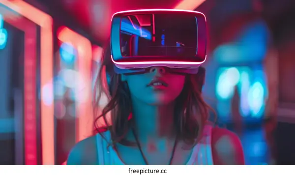 A woman wearing a virtual reality headset