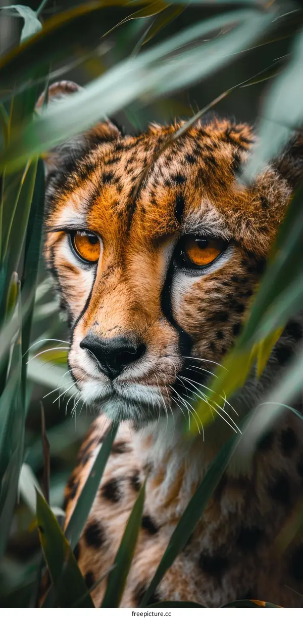 Cheetah Camouflaged in Tall Grass
