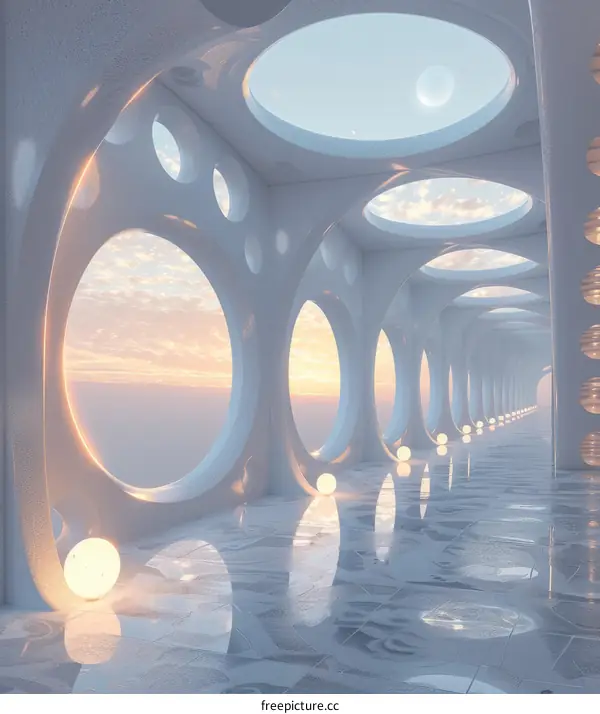 Futuristic Tunnel with Large Glowing Spheres