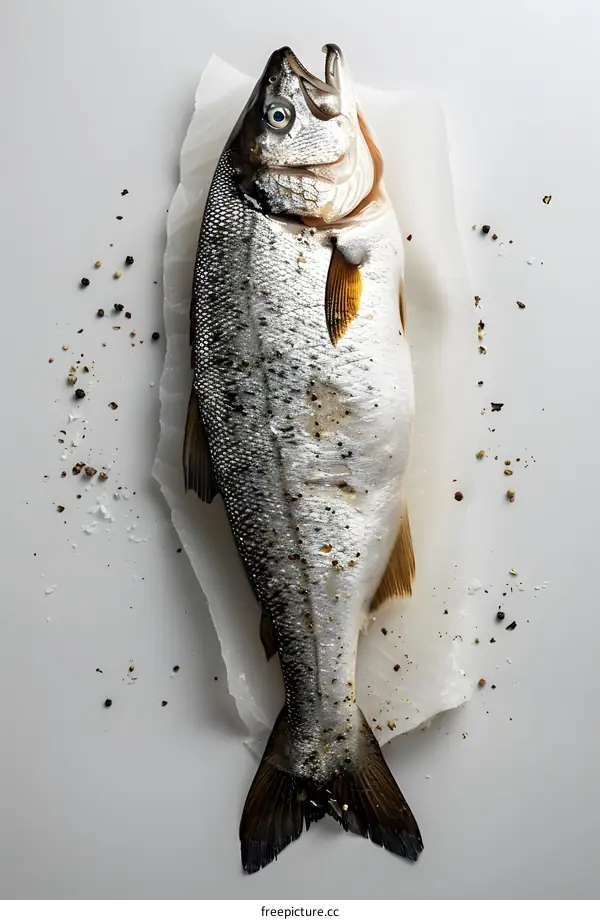 Fresh Raw Fish on White Background