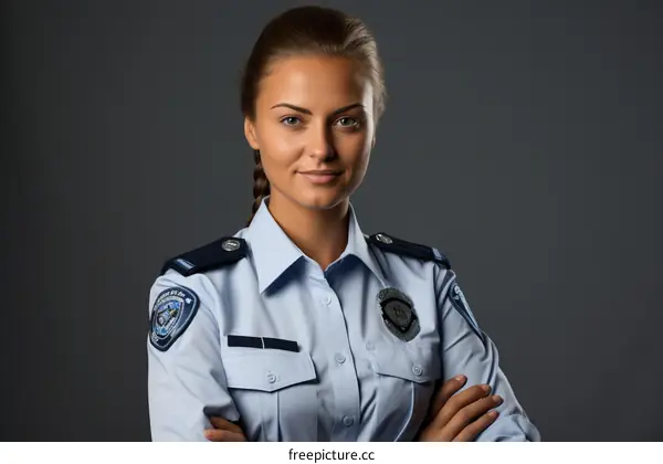 portrait of a young policewoman in uniform