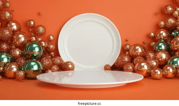 Modern Minimalist Product Display Background with Decorative Balls