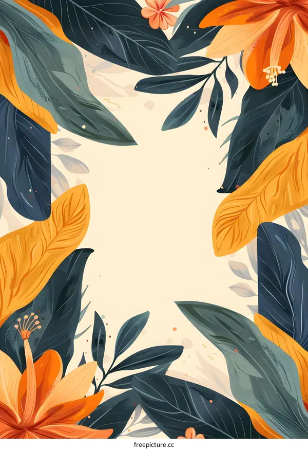 Beautiful Floral Frame with White Background