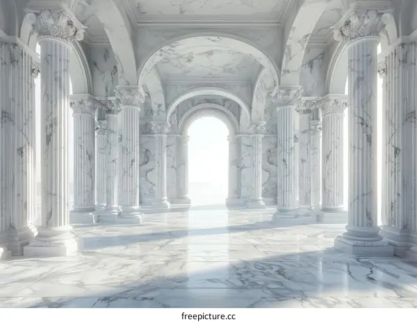 Majestic Marble Hallway Illustrative Scene