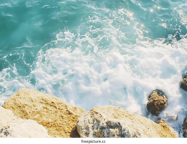 Ocean Waves Crashing Against Rocks