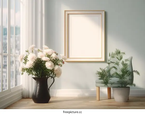 Modern Interior Design Mockup with Empty Frame