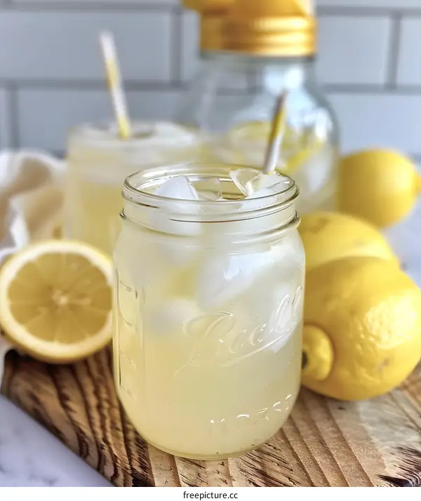 Refreshing Homemade Lemonade in Mason Jars
