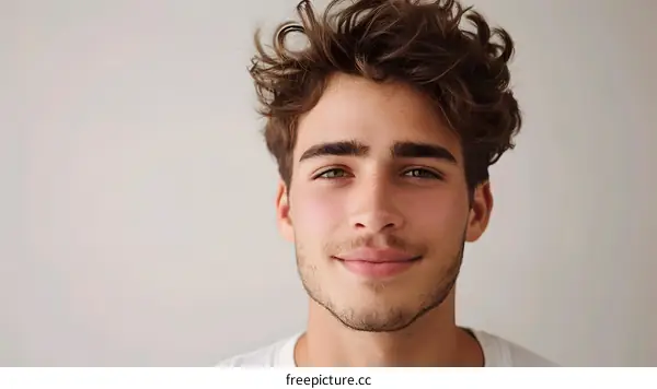Portrait of a Handsome Young Man with a Friendly Smile