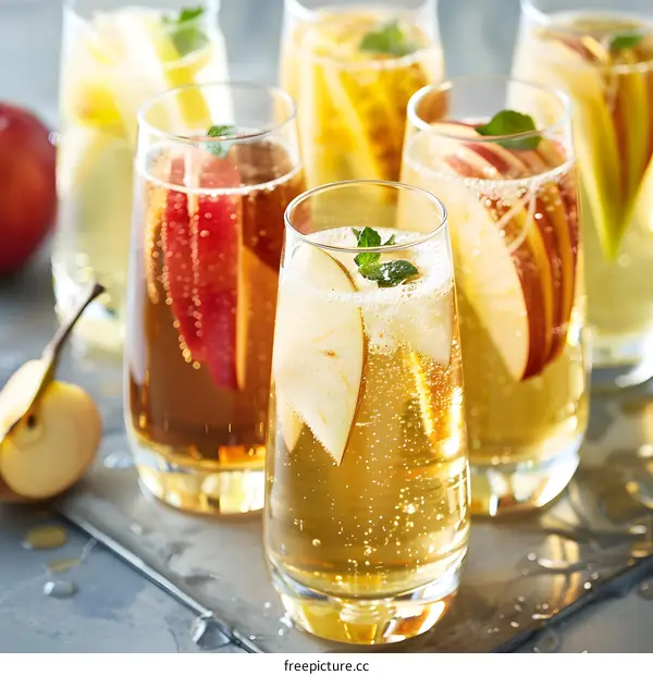 Sparkling Apple Cider Cocktails with Fresh Mint