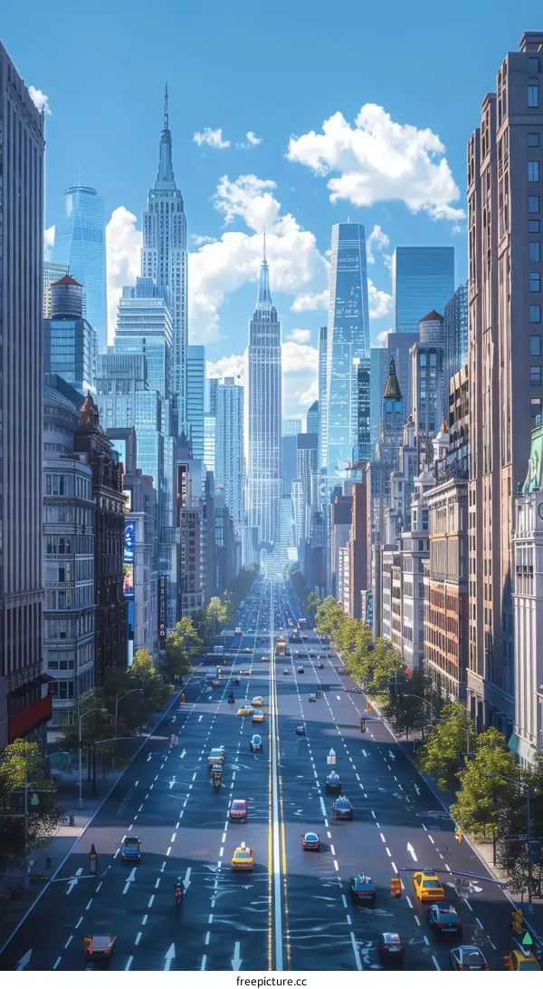 Cityscape of Skyscrapers and Roads