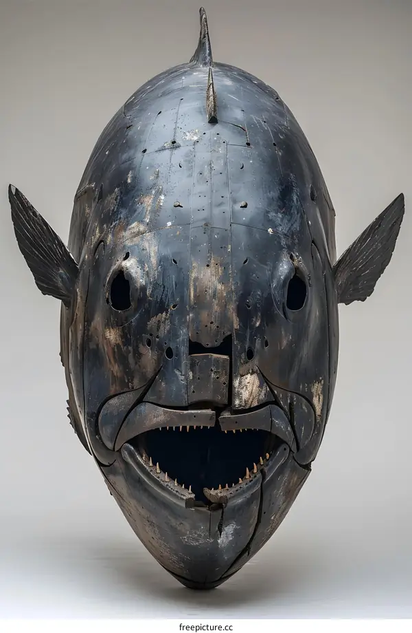 A Large Fish Head Sculpture