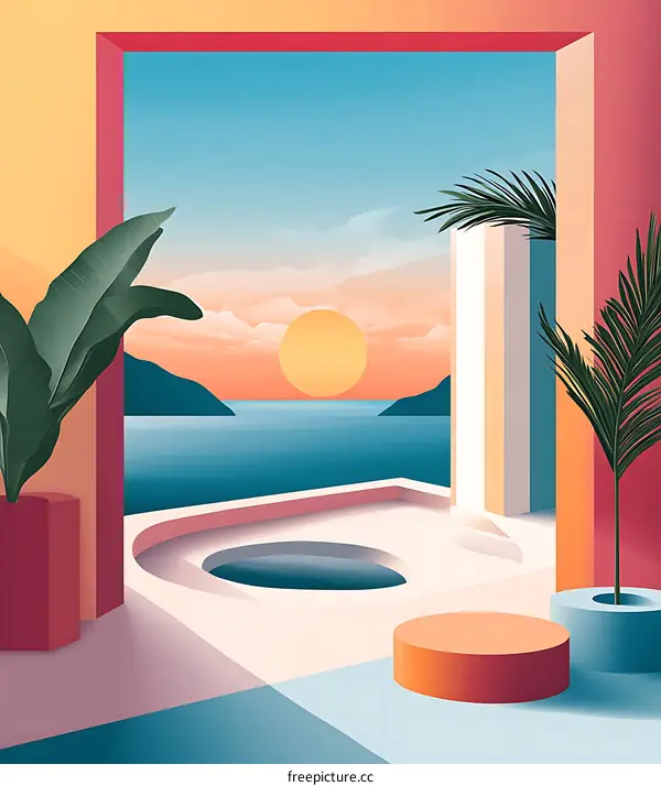 Minimalist Sunset View From Window