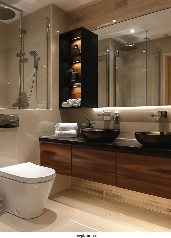 Modern Luxury Bathroom Vanity with Dark Accents