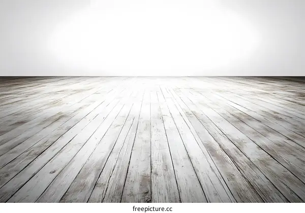 White Wooden Floor with White Wall Background
