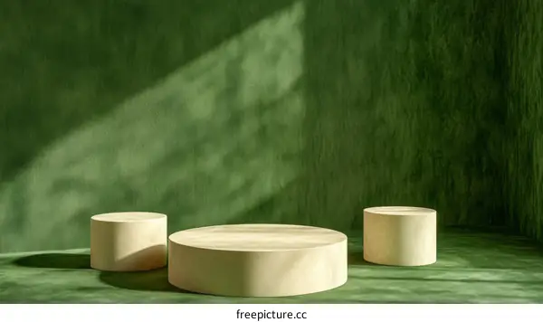 Green Background Product Display with Light and Shadow