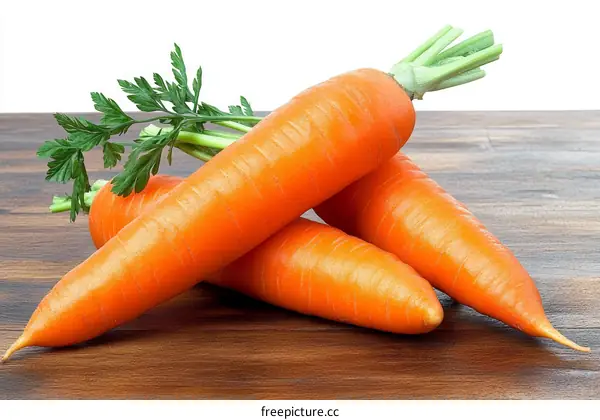 Fresh Carrots on Wooden Table