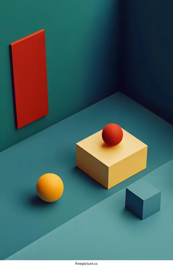 Abstract Geometric Shapes with Blue, Yellow, Red and Green Colors