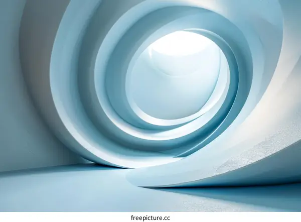Futuristic Blue and White Spiral Tunnel