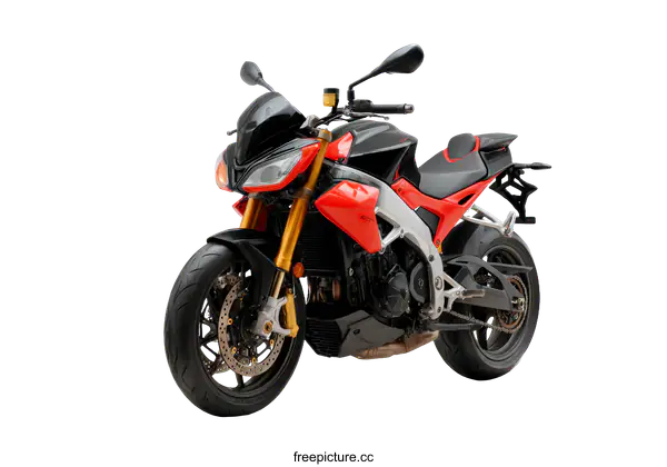 [Transparent Background PNG]Red and Black Sports Motorcycle Front View