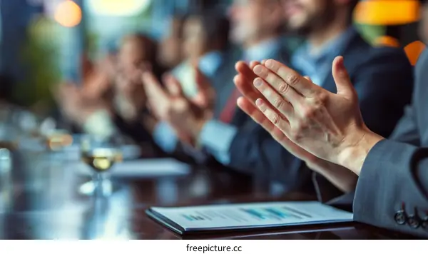 Business People Applauding During Meeting