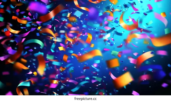 Colorful Confetti and Ribbons Celebration Background