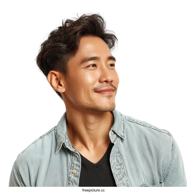 [Transparent Background PNG]Portrait of a Smiling Asian Man