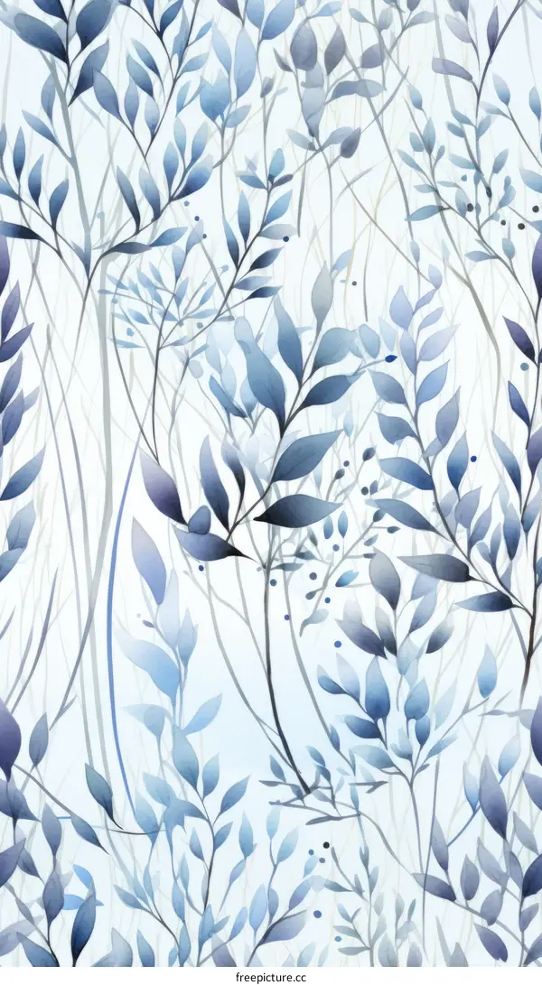 Blue and White Watercolor Botanical Illustration