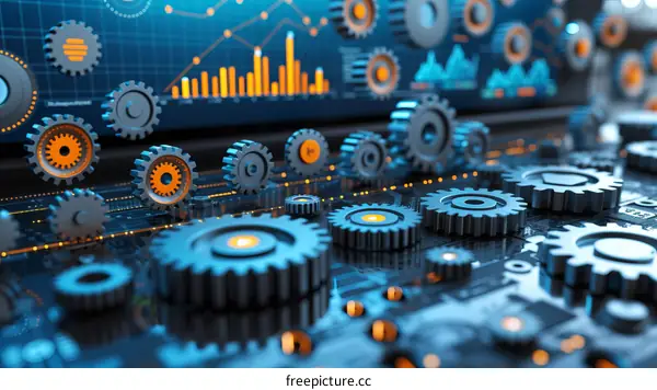 Gears and cogs representing teamwork and technology