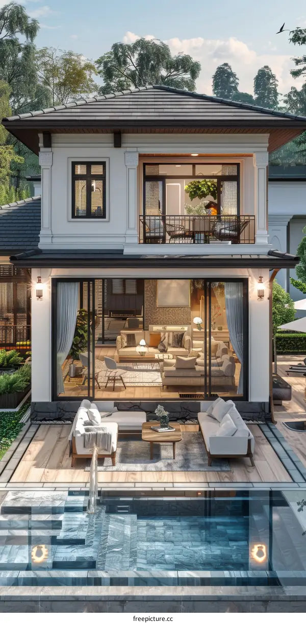 Modern Villa with Pool and Patio Design