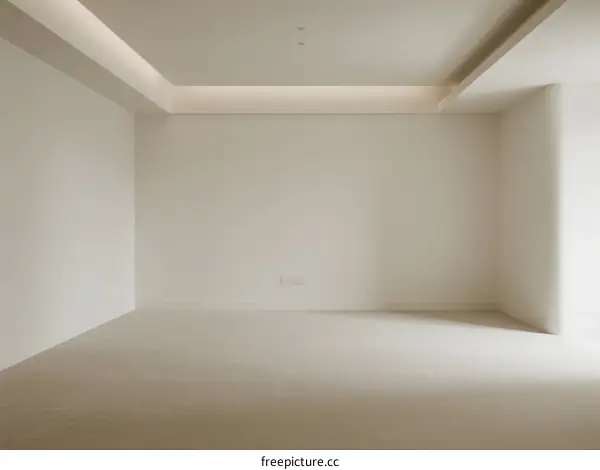 Empty room with plain white walls and floor for interior design