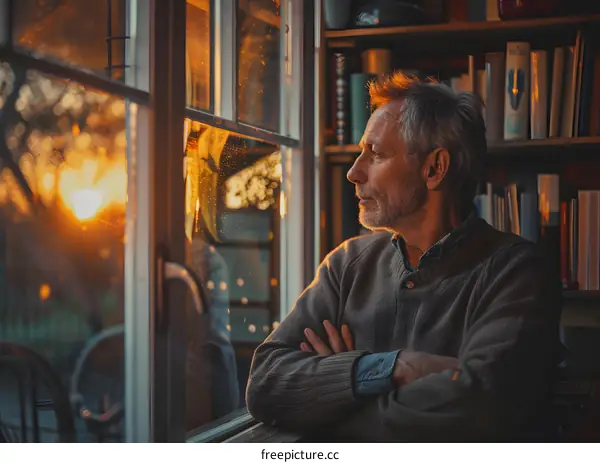 A man looking out the window