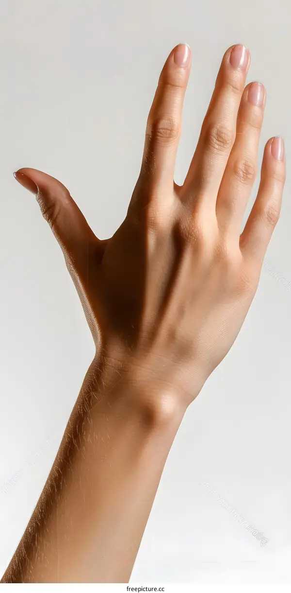 An outstretched hand with the palm facing the viewer