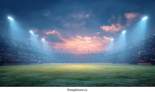 Stadium at Dusk with Audience