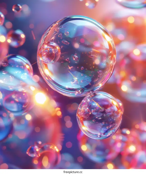 Colorful bubbles floating in the air