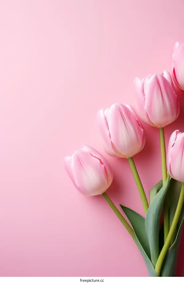 Bright Pink Tulips on Vibrant Pink