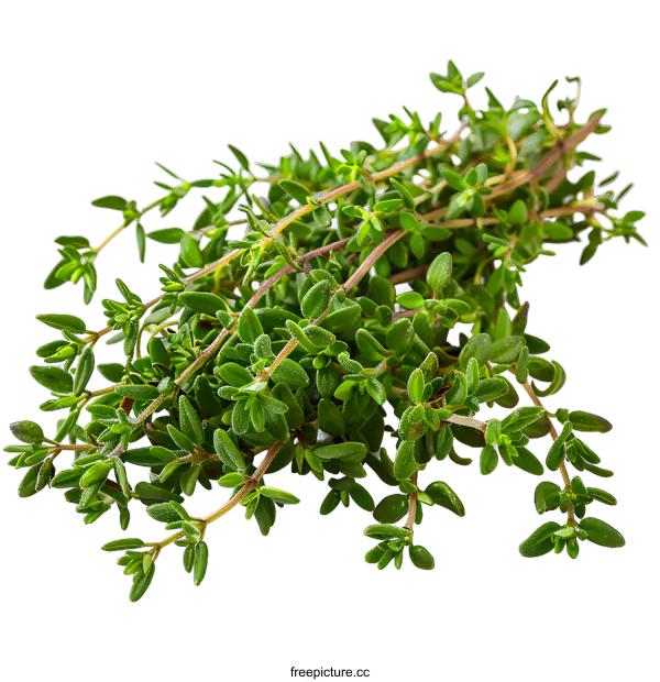 [Transparent Background PNG]Fresh Thyme Sprigs on White Background
