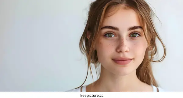portrait of a young woman with freckles