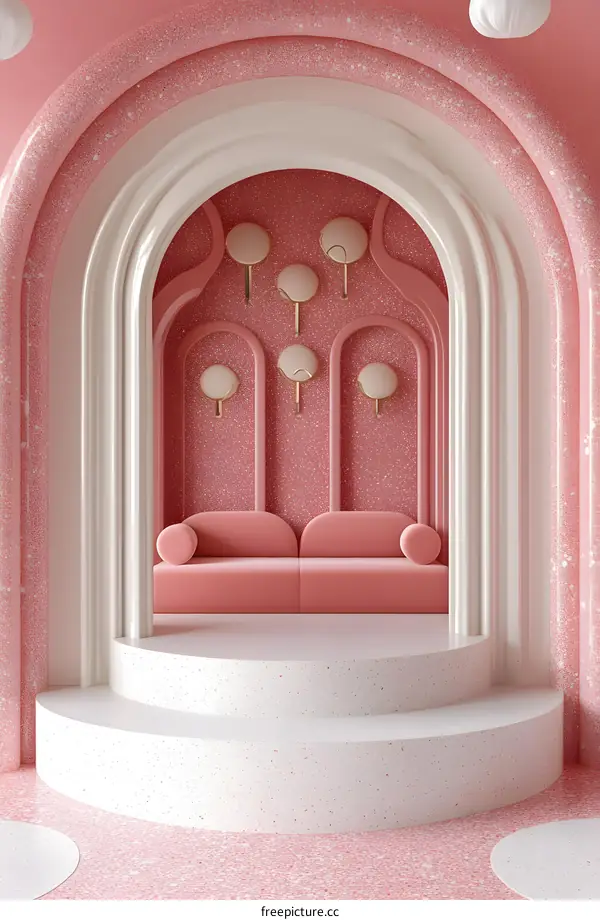 Pink and White Archway Interior Design