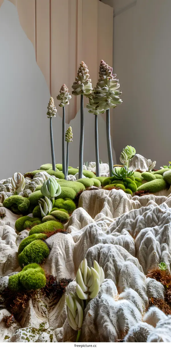 Minimalist Green Succulents Arrangement on Sand Background