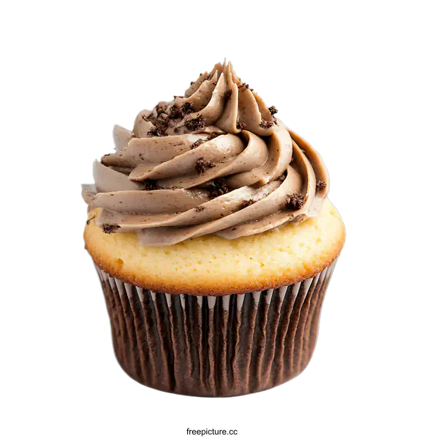 [Transparent Background PNG]Delicious Chocolate Chip Cupcake Close Up