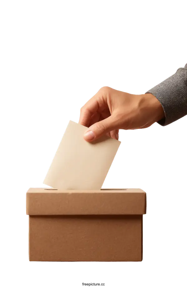 [Transparent Background PNG]Voting Ballot Being Placed in a Ballot Box
