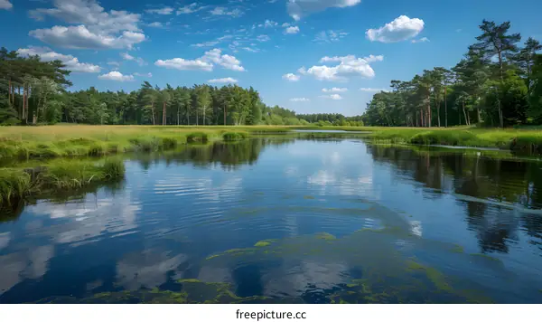 Beautiful lake surrounded by trees