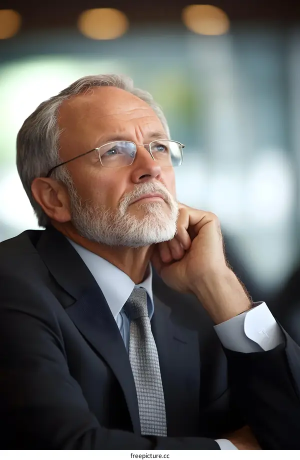 Businessman Thinking and Looking Up
