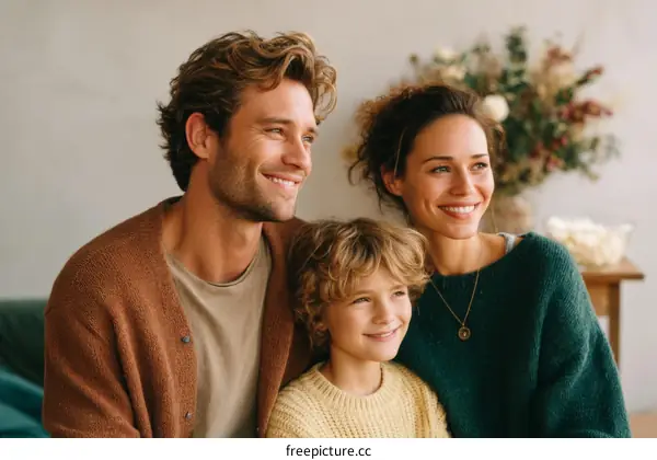 Happy Family Watching Movie Together