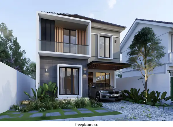 Modern House with Balcony and Garage