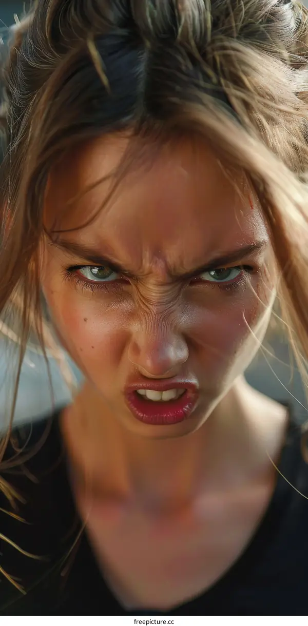 Close-up Portrait of an Angry Woman