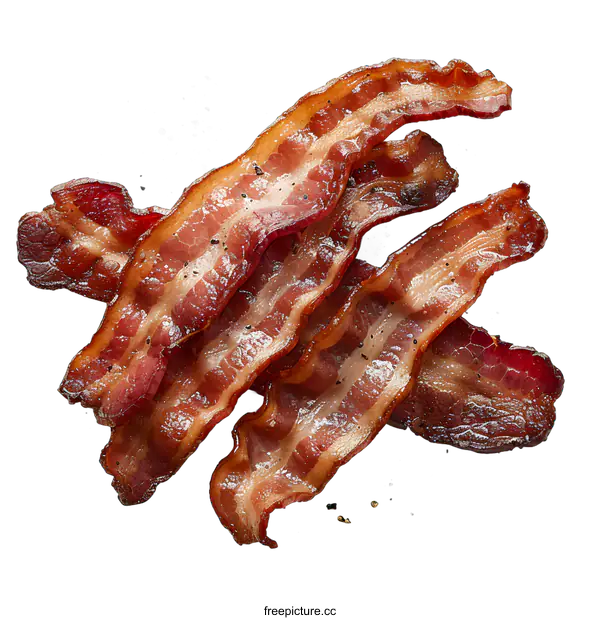 [Transparent Background PNG]Crispy Bacon Strips on White Background