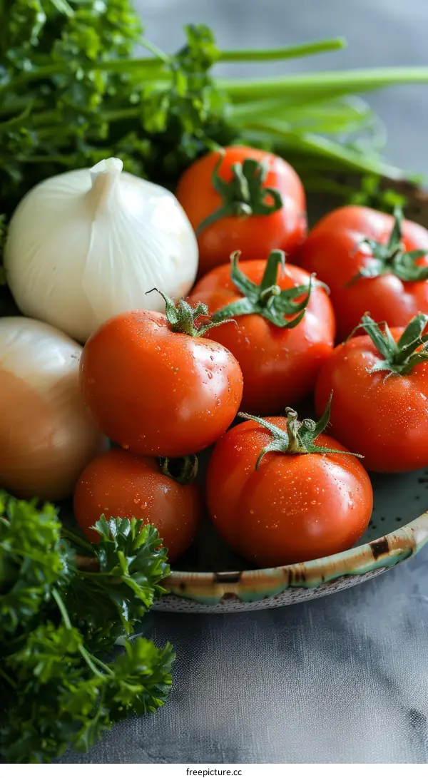 Ceramic Plate of Fresh Vegetables